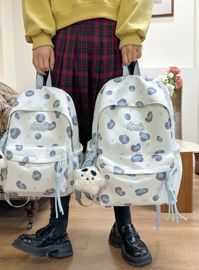 可爱书包女初中生休闲简约大容量背包高颜值ins高级感小众双肩包