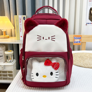 2025新款书包女高颜值甜美可爱小猫背包初中高中生轻便旅行双肩包