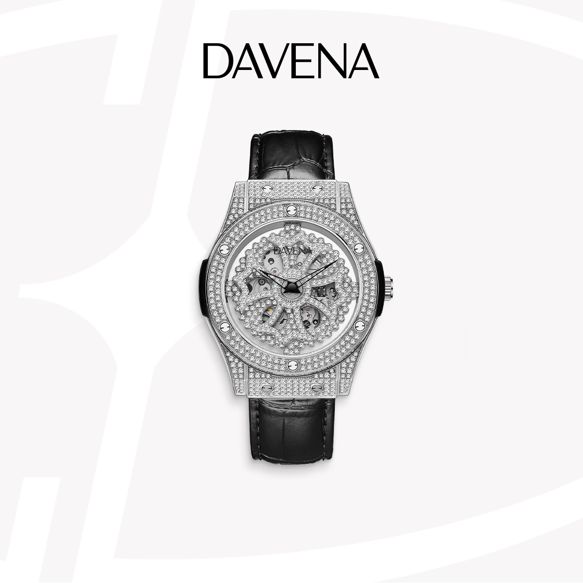 DAVENA蒂玮娜十字盾时来运转机械手表男大表盘腕表生日礼物送男友