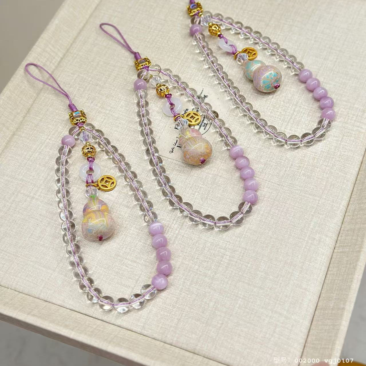 超绝美串珠挂件天然白水晶