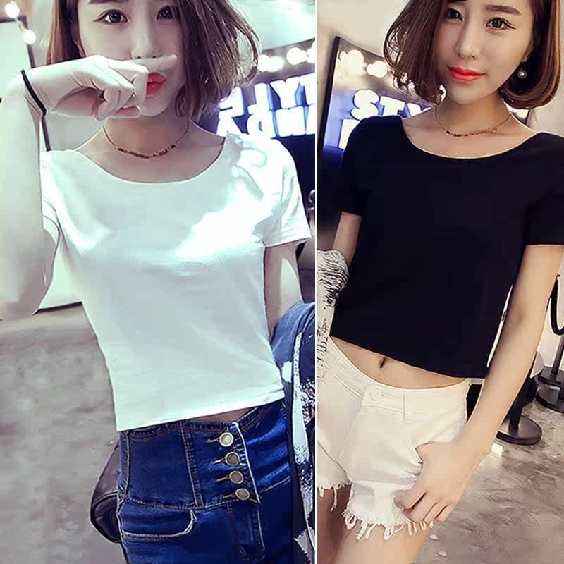 Pure black T-shirts Short sleeved T-shirt Korean Edition Self cultivation have cash less than that is registered in the accounts Navel student Versatile jacketin the Women's clothing/Boutique , T-shirt  category - from Buy2taobao.com to provide professional Taobao agent buy service