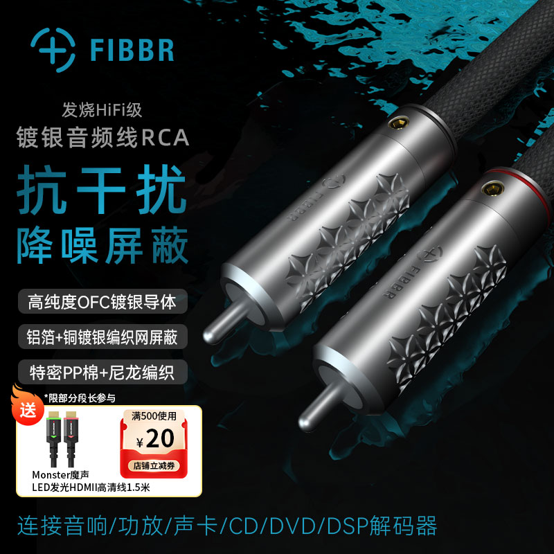 FIBBR/菲伯尔 发烧HIFI级 高纯度镀银 RCA数字同轴公对公音频线