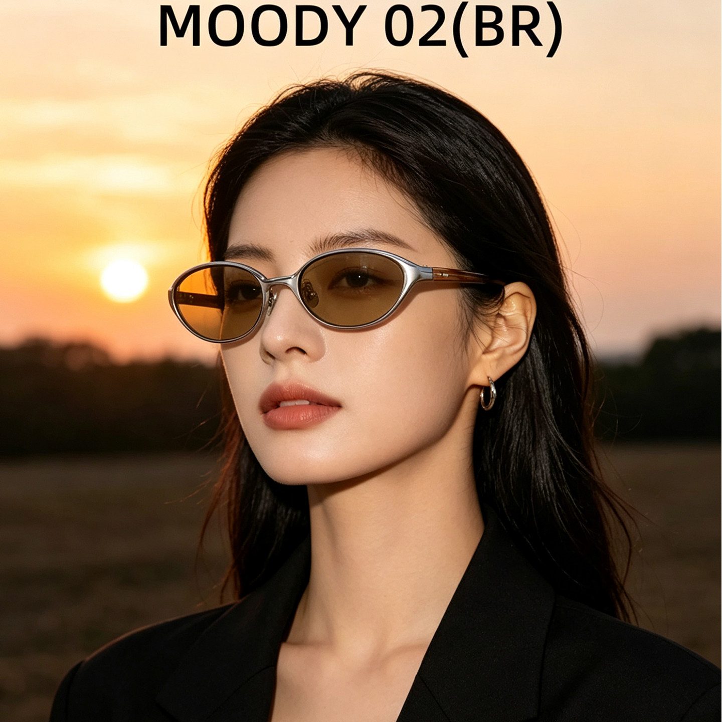 高级感gm墨镜女款2026新款猫眼窄框王鹤棣近视适合老钱风Moody02