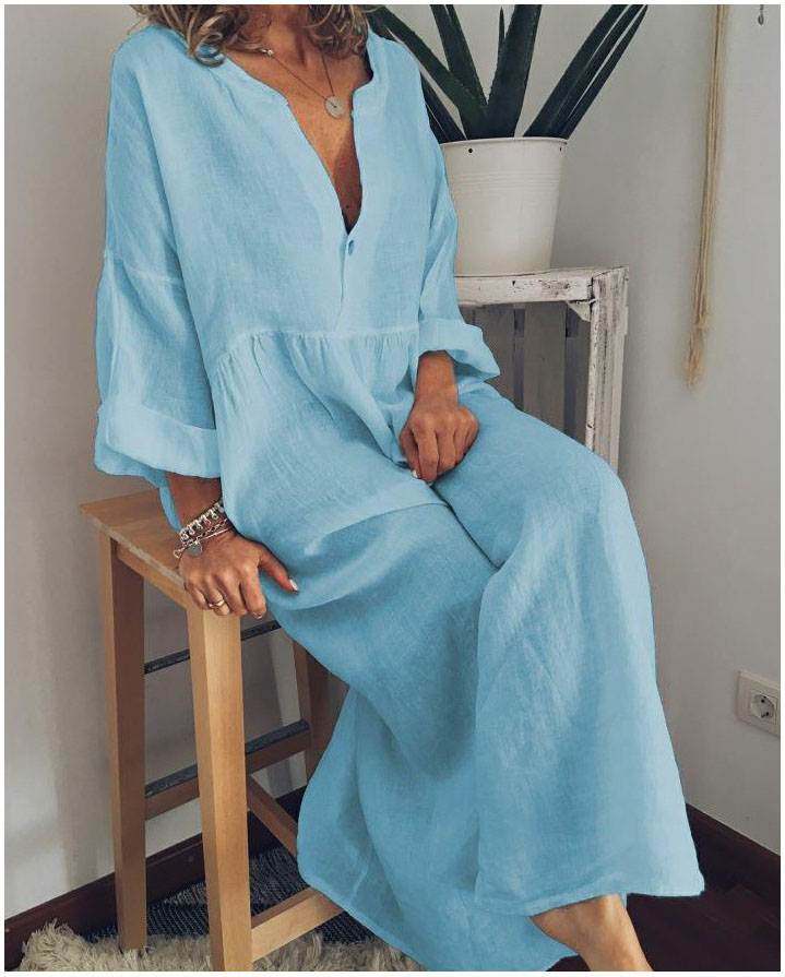 印花长袖连衣裙夏季时尚新款宽松大码胖mm休闲印花长袖女裙