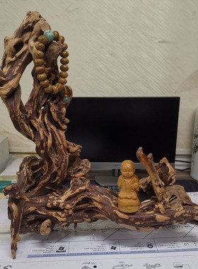 家居原木风化红檀木杉木禅意摆件