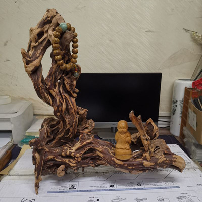 家居原木风化红檀木杉木禅意摆件