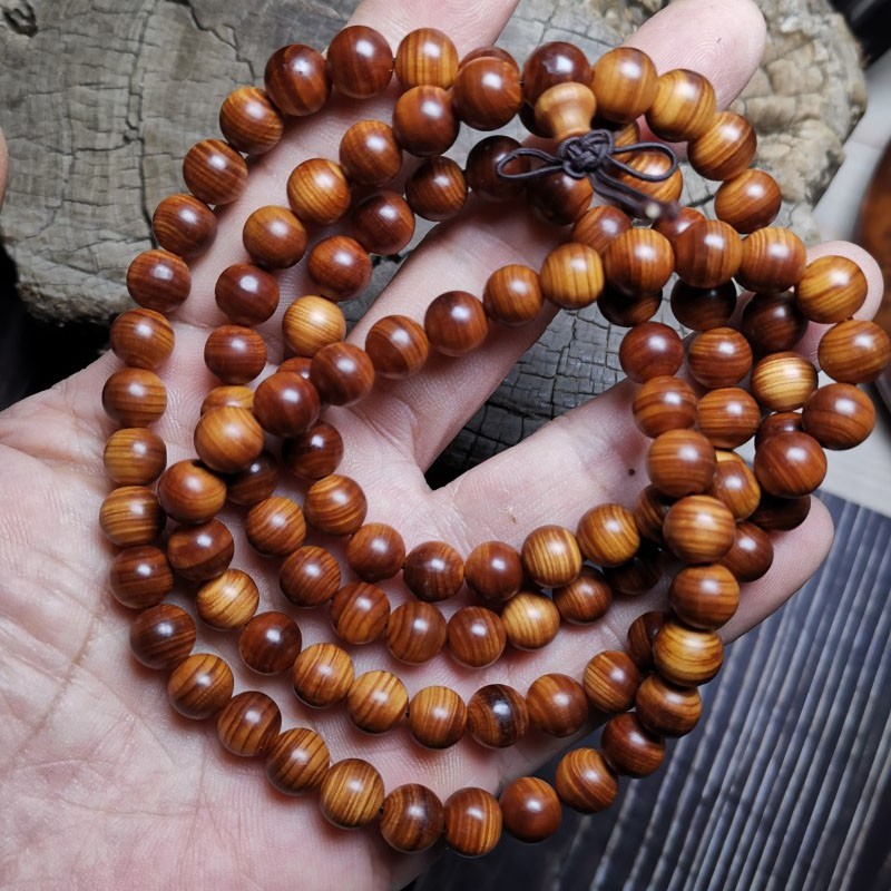 太行崖柏黑油骨料108颗手链项链