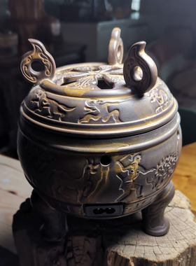 手工造德化陶瓷仿古做旧电熏香炉