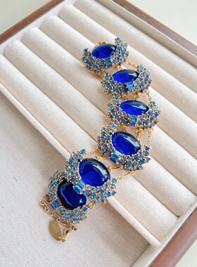 古董书册款蓝色琉璃手链