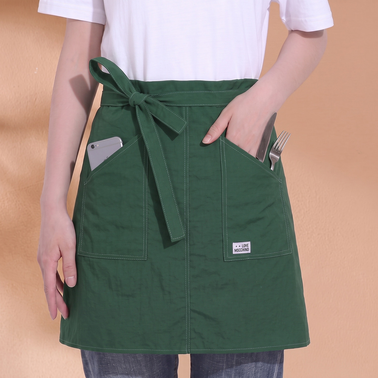 半身围裙男女厨房家用防水透气腰裙饭店餐厅服务员工作服防油耐磨