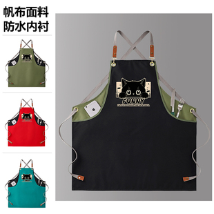 夏天帆布围裙防油防水定制厨房家用2025新款超好看的时尚餐饮专用