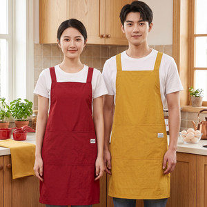 网红围裙厨房家用餐饮上班专用防水防油定制logo印字工作服女护衣