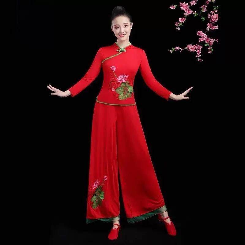 特价广场舞套装大妈舞蹈秧歌服杨丽萍古典腰鼓服扇子舞喜庆成人服