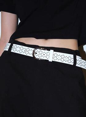 manjusaka 破碎感铆钉皮带 水钻镶嵌 y2k 朋克辣妹牛仔裤百搭腰带