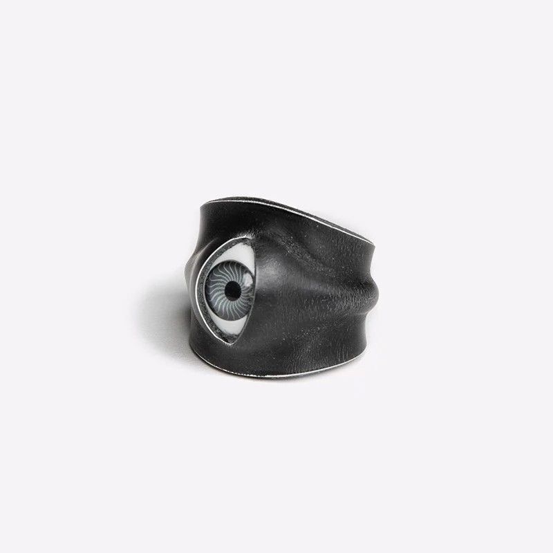 manjusaka 皮革竖眼眼珠戒指暗黑朋克亚文化小众个性潮流戒指配饰