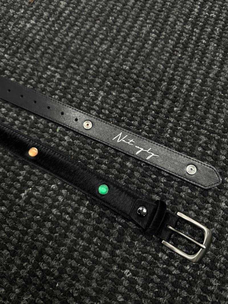 manjusaka 宝石做旧搭扣腰带 gemstone belt 烫银设计个性皮带