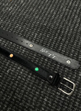 manjusaka 宝石做旧搭扣腰带 gemstone belt 烫银设计个性皮带