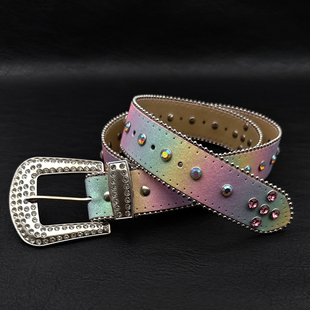 manjusaka 水钻亮钻朋克腰带 y2k千禧辣妹亚比美式多巴胺穿搭皮带