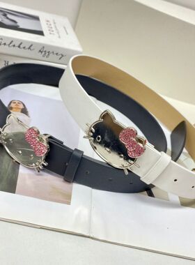 manjusaka 百搭牛仔裤皮带KT猫咪扣千禧辣妹亚文化女士潮装饰腰带