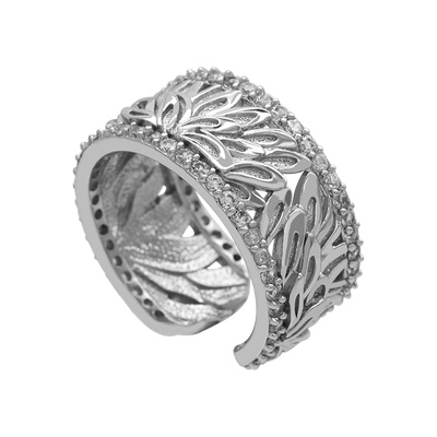 埃斯意羽毛翅膀开口戒指男女