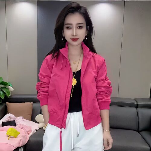 美式复古立领短款棒服球外套2026韩版宽松新款拉链夹克上衣短外套