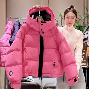 棉衣面包服棉袄 连帽宽松大码 2025年冬新款 糖果色棉服圣诞网红短款