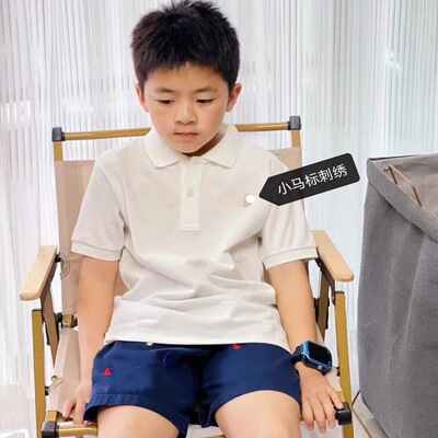 外贸YD儿童短袖polo衫2025新中大小男女儿童珠地纯棉上衣亲子装