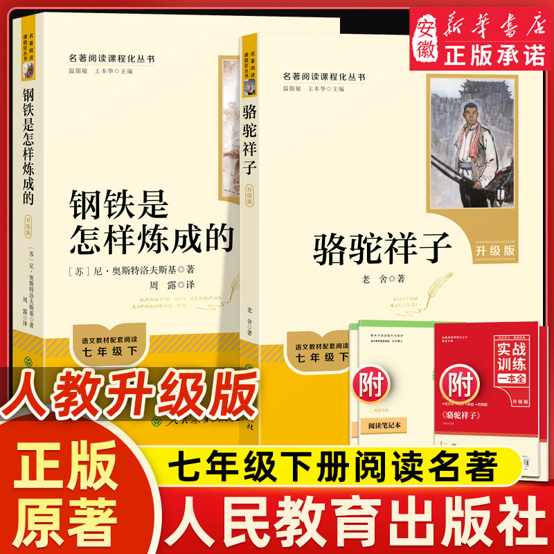 人教版钢铁是怎样炼成的和骆驼祥子升级版附考点手册朝花夕拾西游记上下海底两万里原著书正版七年级下册阅读名著书人民教育出版社