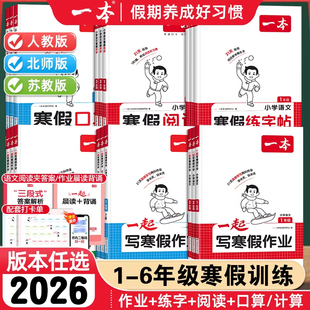 2026春新版一本一起写寒假作业一二三四五六年级语文数学英语人教版北师大苏教版小学生寒假衔接阅读口算计算练字帖同步教材练习册