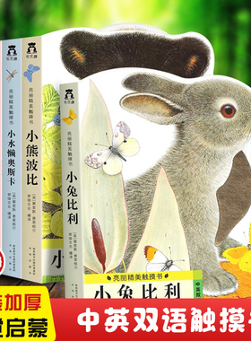 乐乐趣 幼儿早教触摸书4册宝宝0-3岁亮丽精美小兔比利小熊波比儿童手指推拉启蒙洞洞婴儿不易撕烂触感认知书本机关推拉书1岁2绘本