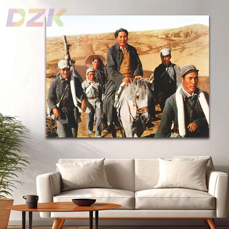 毛主席像墙画毛爷爷转战陕北途中画像客厅壁画中堂大厅海报装饰m3