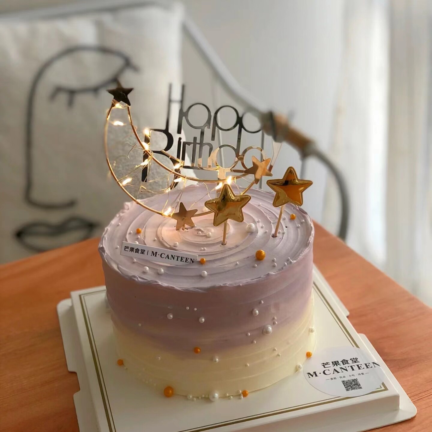 铁艺月亮蛋糕装饰插牌带灯星星月亮唯美星月生日甜品台烘焙插件