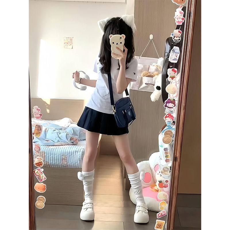 学院风减龄休闲运动服套装女夏季时尚套装