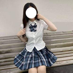 夏季 原创jk制服裙正版 衬衫 套装 学院风小个子高腰百褶裙子 泡泡袖