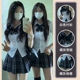 收腰衬衫 两件套校园学院风jk制服纯欲风短袖 辣妹修身 烟灰百褶裙