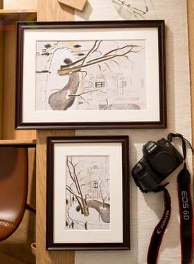 实木大相框挂墙A3拼图框a4外框框架4k素描画框装裱8k尺寸a7