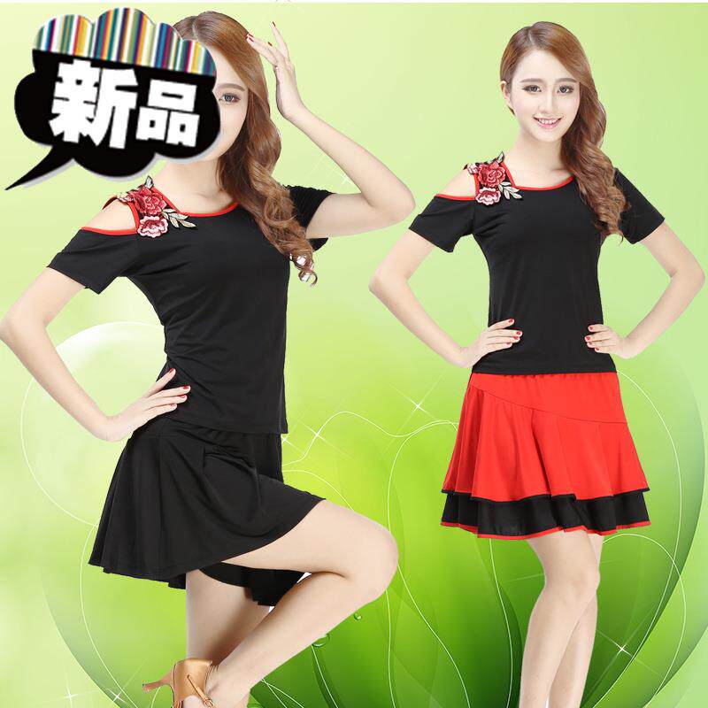 春夏广场舞服装新款套装女拉丁舞服装漏肩款短袖i配双层荷叶摆裙在类目 女装/女士精品, 唐装/民族服装/舞台服装, 民族服装/舞台装中 - 来自Buy2taobao.com提供专业的淘宝代购服务