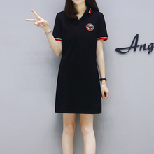 保罗T恤裙女夏新款宽松显瘦纯棉运动休闲百搭中长款Polo领连衣裙