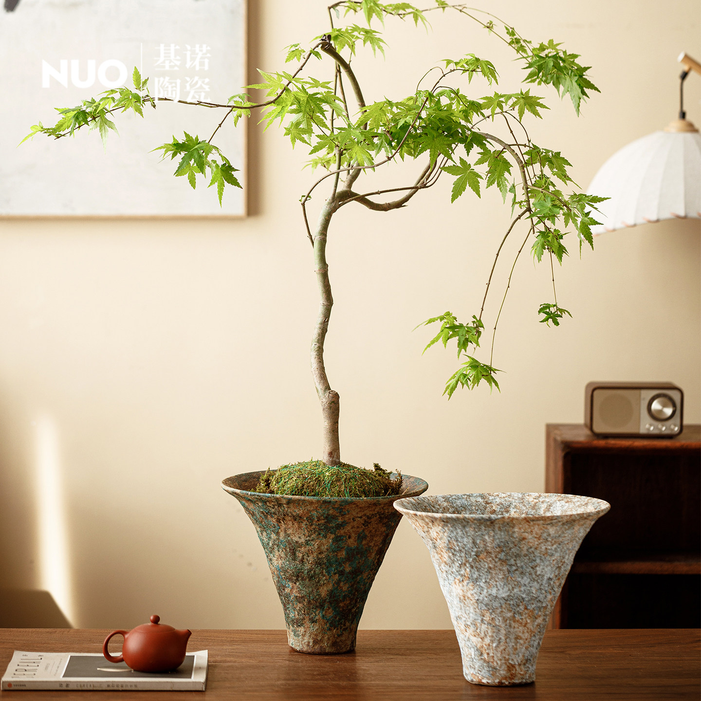 景德镇复古做旧陶瓷小花盆大口径种植流泉枫龟背竹专用盆绿植造景