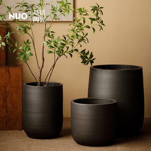 景德镇现代简约陶瓷落地盆大口径龟背竹花盆别墅阳台花瓶绿植盆栽