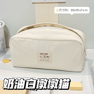 原创新款 奶油白墩墩包笔袋学生ins简约高颜值大容量铅笔盒文具袋