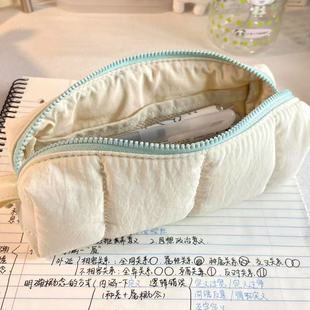 小红书同款奶fufu云朵面包笔袋女生ins风简约高颜值大容量文具袋