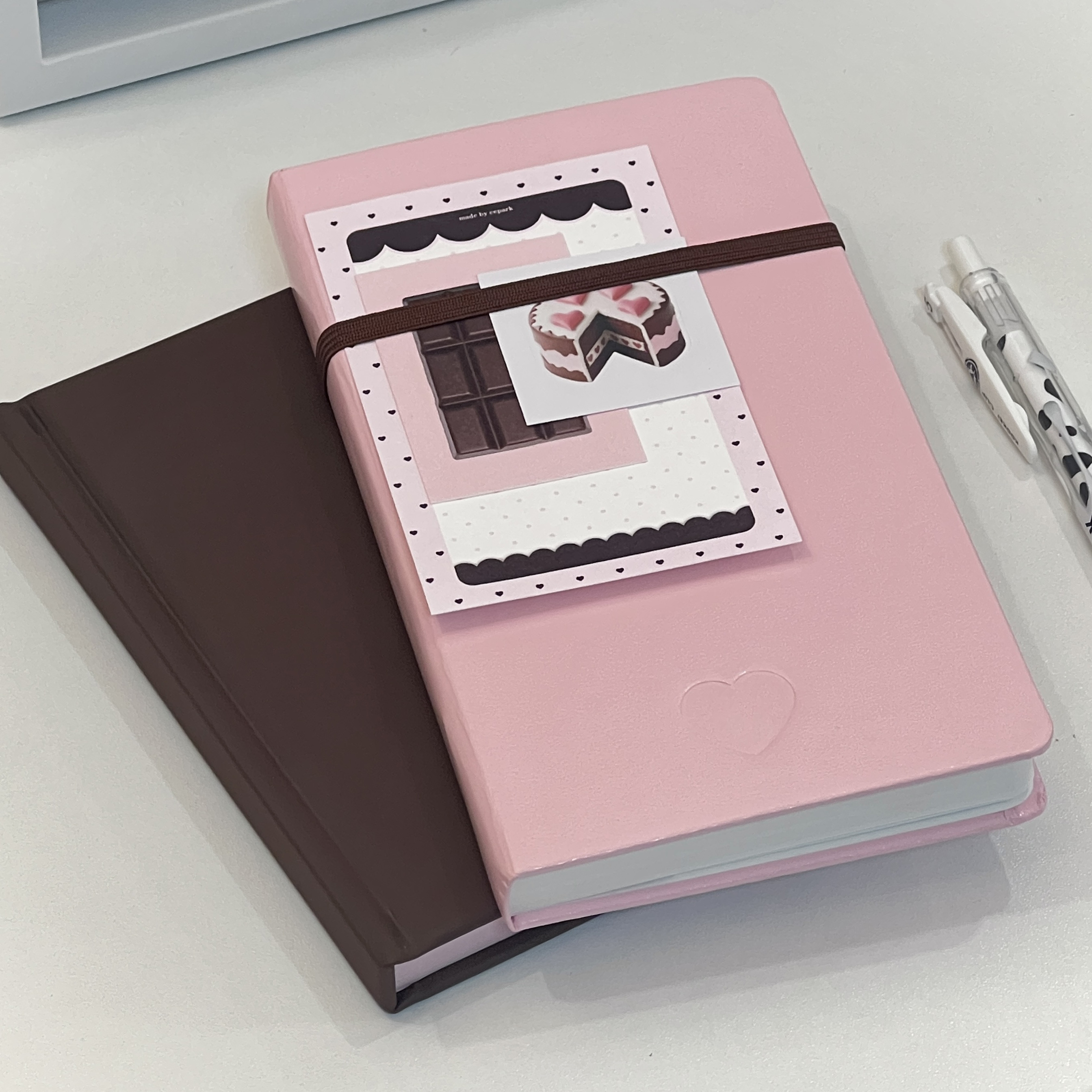 韩版ins粉色爱心皮质空白手账本