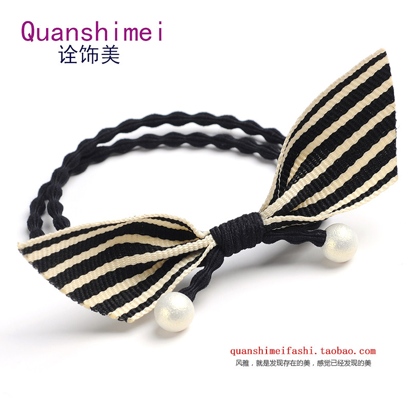 诠饰美韩版豆豆头绳蝴蝶结条纹简约发圈小清新可爱皮套扎马尾发饰,饰品/流行首饰/时尚饰品新,发饰,淘宝优惠券,粉丝福利购,淘宝优惠卷