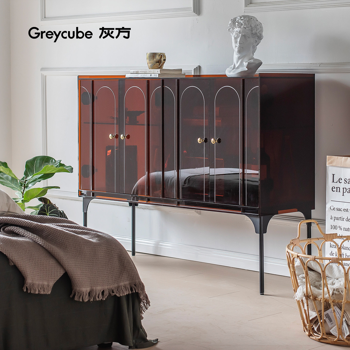 灰方餐边柜酒柜储物柜