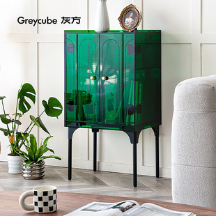 灰方【何穗同款】亚克力置物柜多功能储物柜家用卧室沙发边柜酒柜