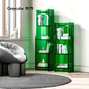 灰方亚克力书架落地儿童家用网红现代简约置物架客厅卫生间收纳架