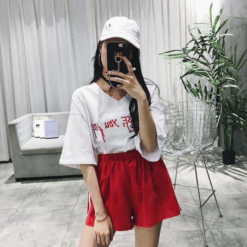 时尚休闲运动女夏2019新款套装两件套短袖学生短裤V领闺蜜装t恤潮|ruв категории Женская одежда, костюм/студенты школьную форму/обмундирования, досуг, спортивный костюм - от Buy2taobao.com для оказания профессиональной услуги покупки агента Taobao