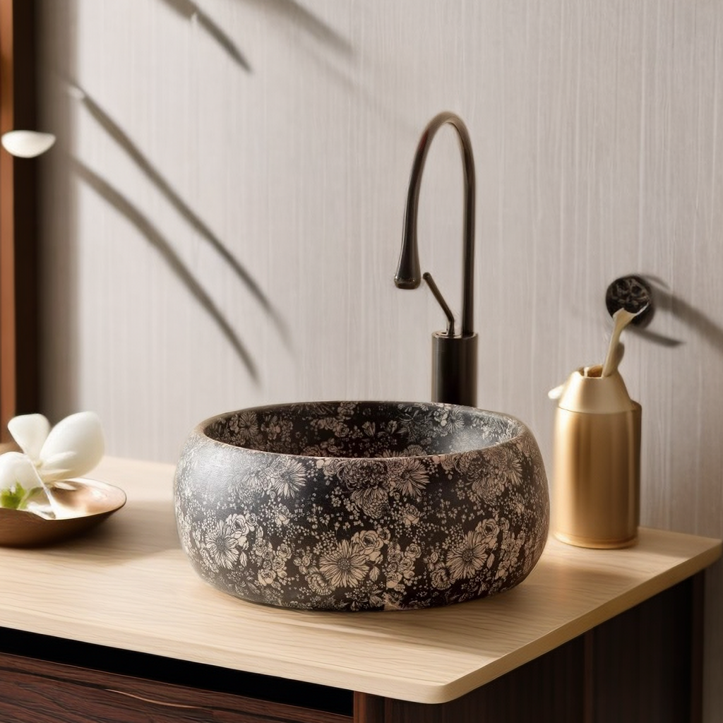 复古台上盆圆形大小尺寸新中式陶瓷卫生间洗手盆单盆面盆阳台水盆,家装主材,台上盆,淘宝优惠券,粉丝福利购,淘宝优惠卷