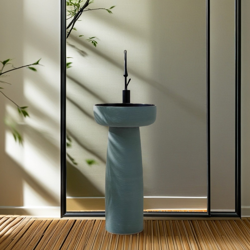 小户型立柱盆别墅花园户外洗手盆